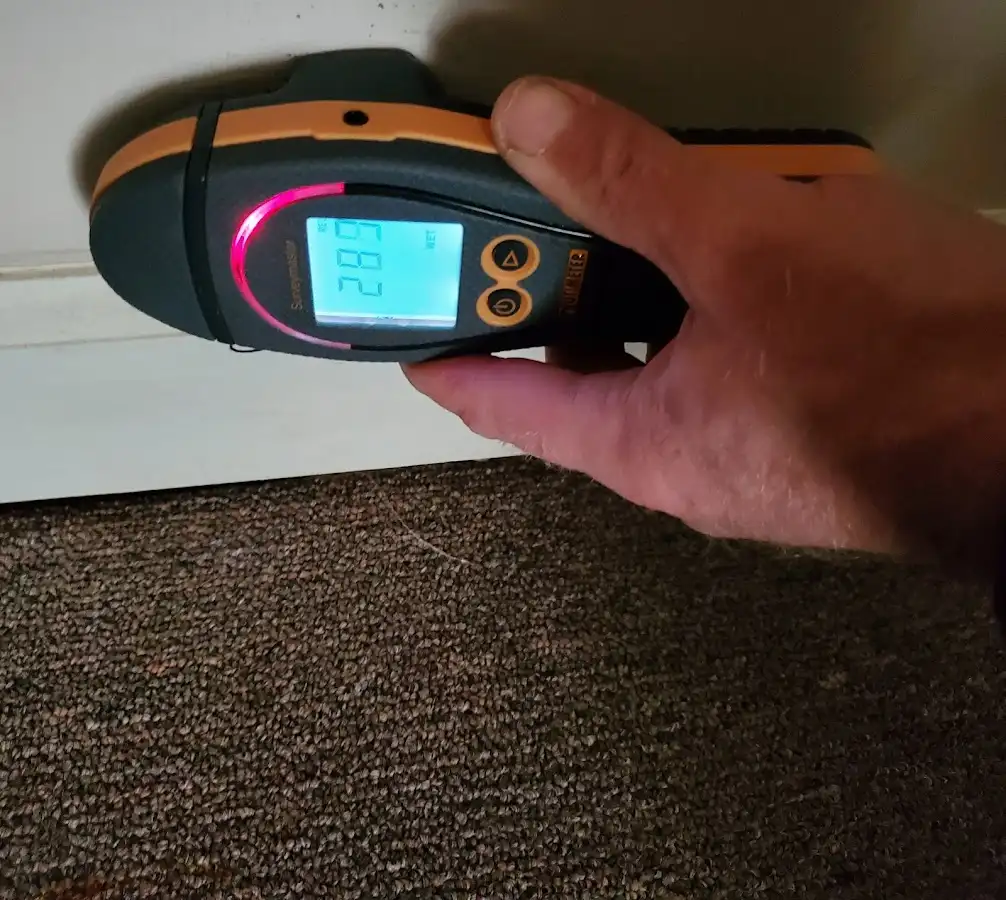 Moisture detection at baseboard during Burst Pipe Cleanup in Glendale